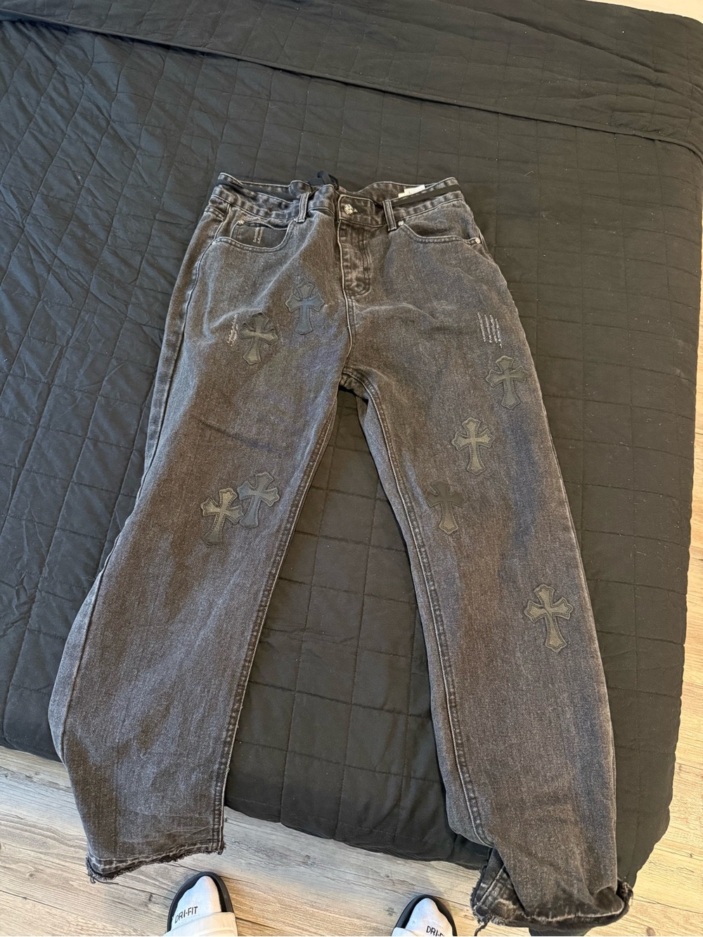 Chrome Hearts Black Washed Cross Patch Jeans